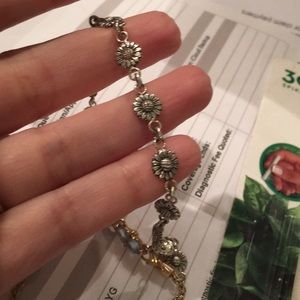 Silver anklet .925 sunflower